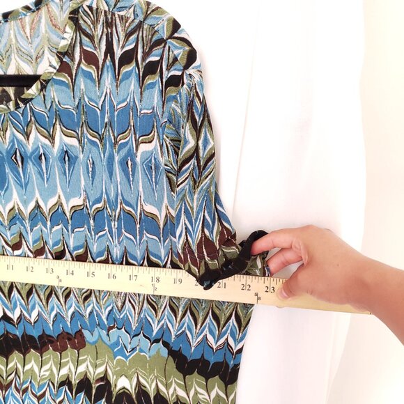 Jaclyn Smith Multicolor Stripie Short Sleeve Stretchy Scoop Neck Blouse Size XL - Picture 4 of 12